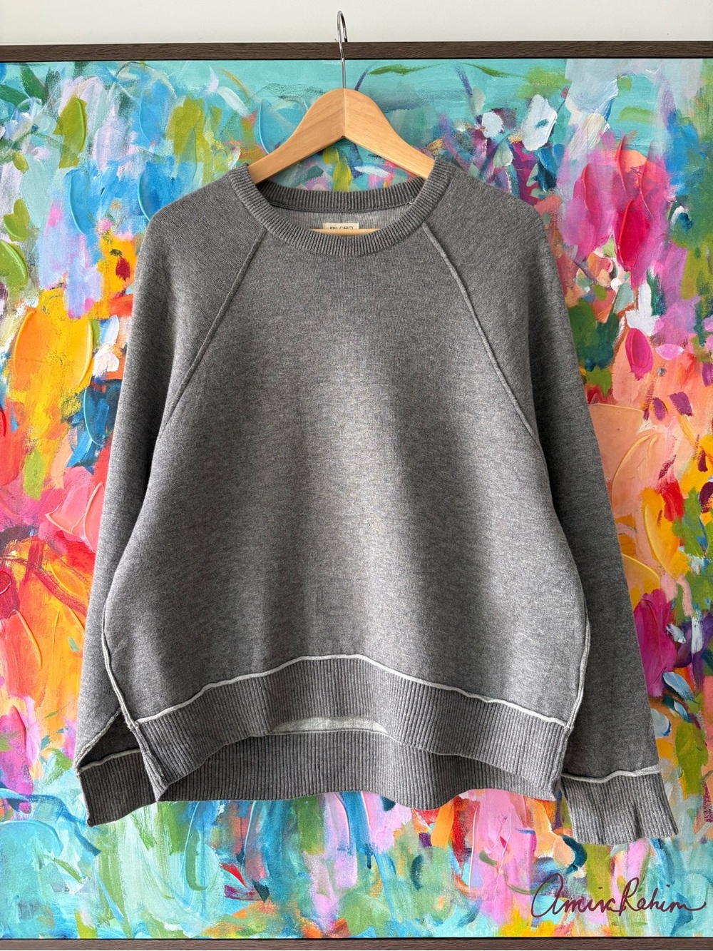 Pilcro Anthropologie Grey Double Knit Exposed Seam Sweatshirt S